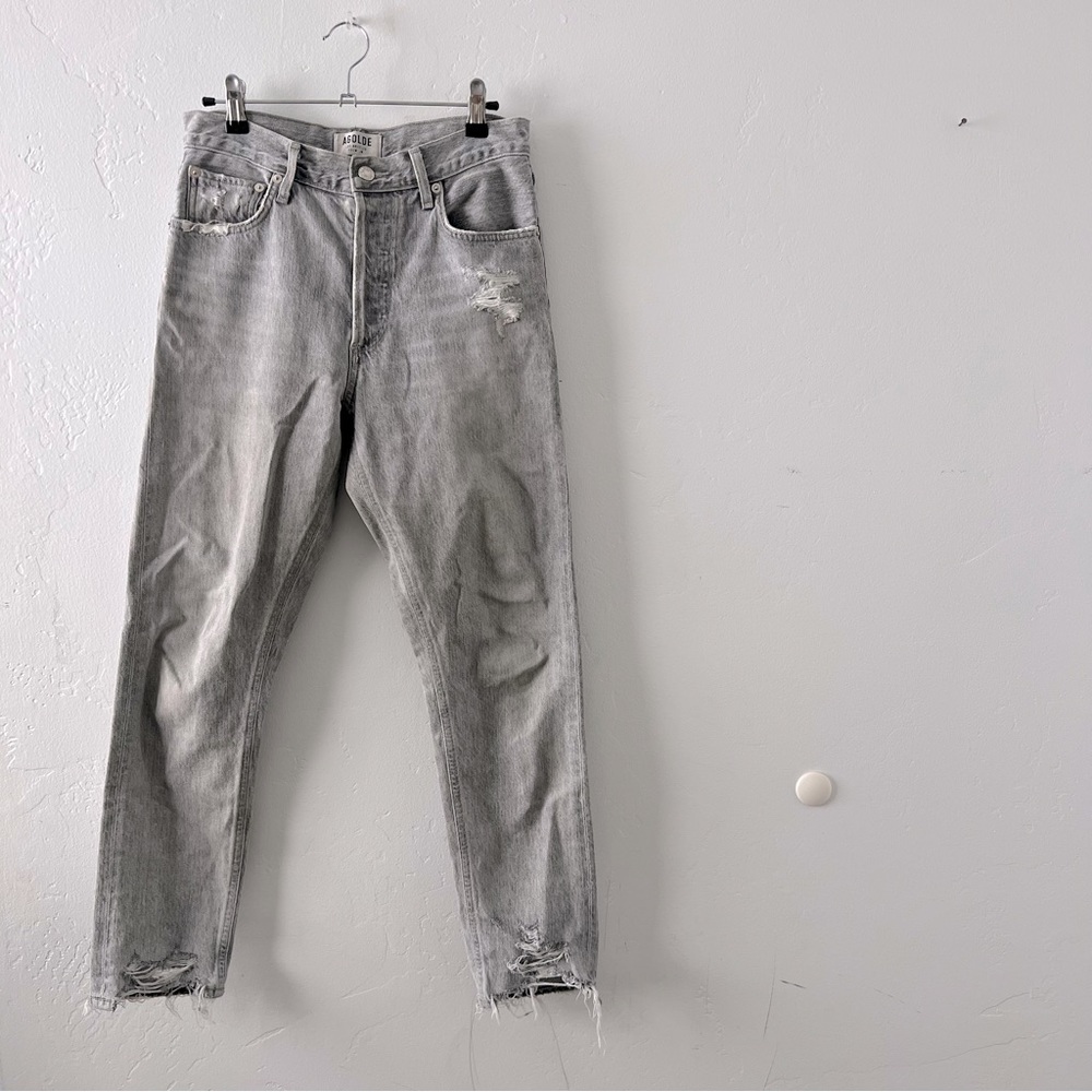 Agolde Riley distressed straight crop denim
